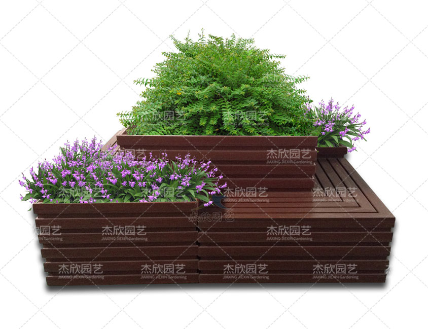 pvc仿木材質轉角座椅花箱組合